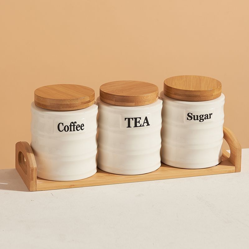 Kitchen Baking Canisters - 3PCS Ceramic Storage Jars Set with