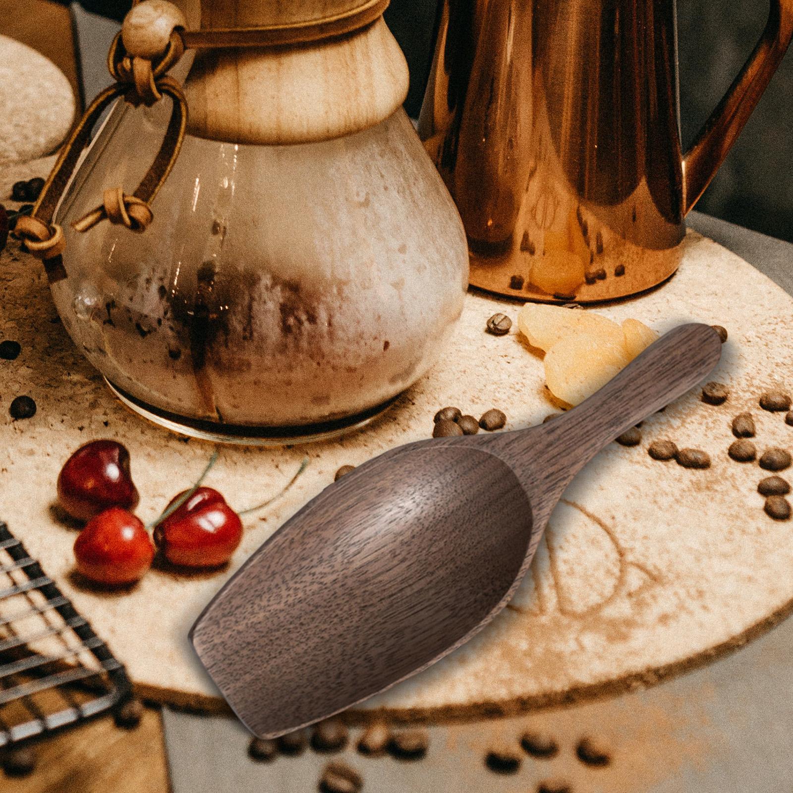 Kitchen Baking Canisters - Solid Wood Coffee Measuring Spoon Small