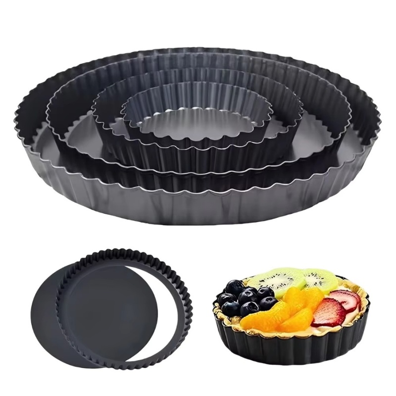 Kitchen Baking Oven - 1pc Removable Bottom Fluted Tart Pan