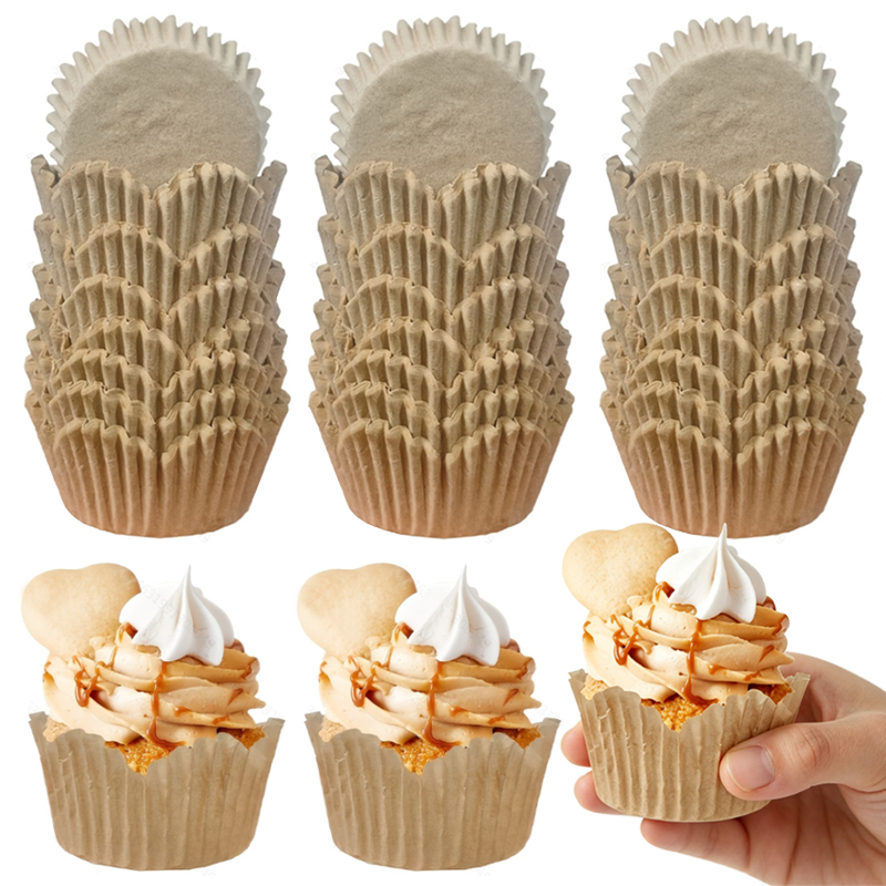 Kitchen Baking Paper - 150Pcs Natural Color Flower-Shaped Cups, Oil-Resistant
