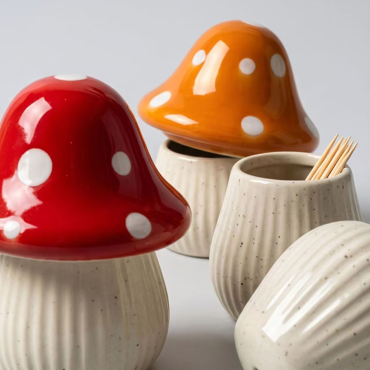 Cartoon Mushroom Ceramic Stora - Kitchen Zo 评论和价格
