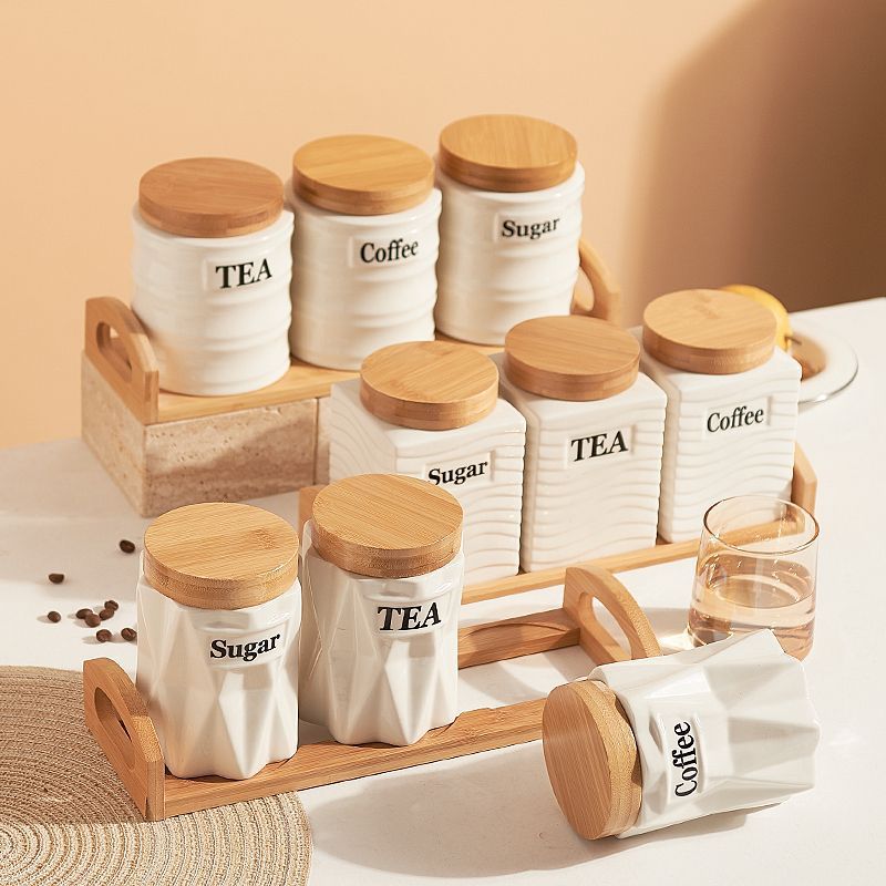 3PCS Ceramic Storage Jars Set  - Kitchen Baking Canisters 评论和价格