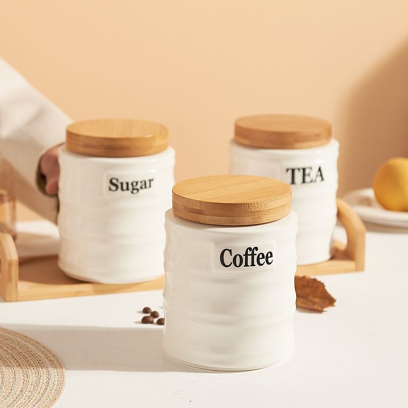 3PCS Ceramic Storage Jars Set  - Kitchen Baking Canisters 评论和价格