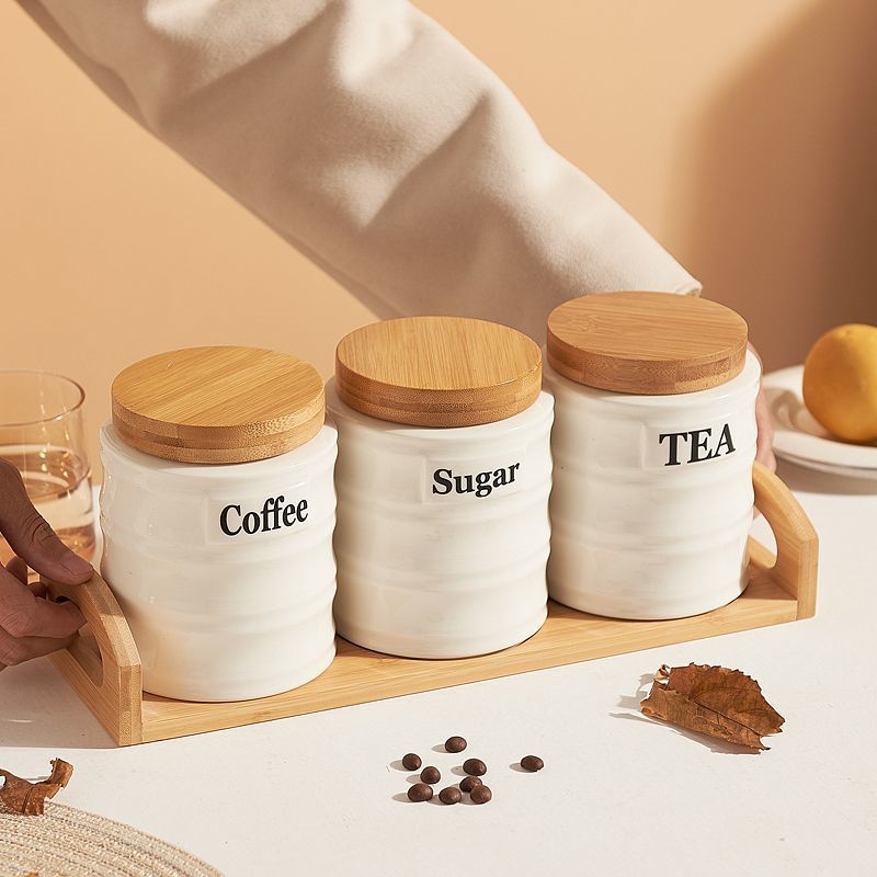3PCS Ceramic Storage Jars Set  - Kitchen Baking Canisters 评论和价格