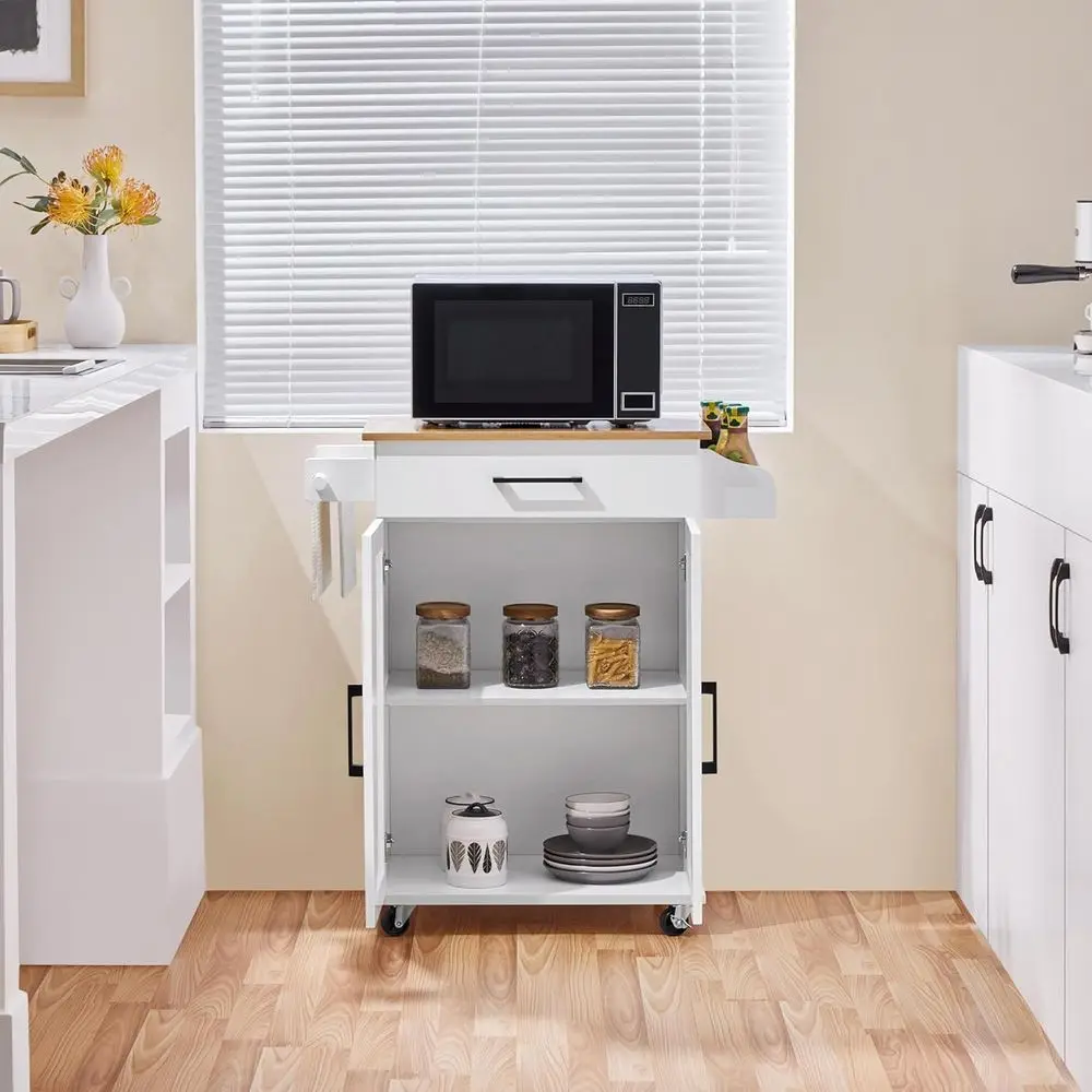 White Rolling Kitchen Cart wit - Kitchen Uncle 评论和价格