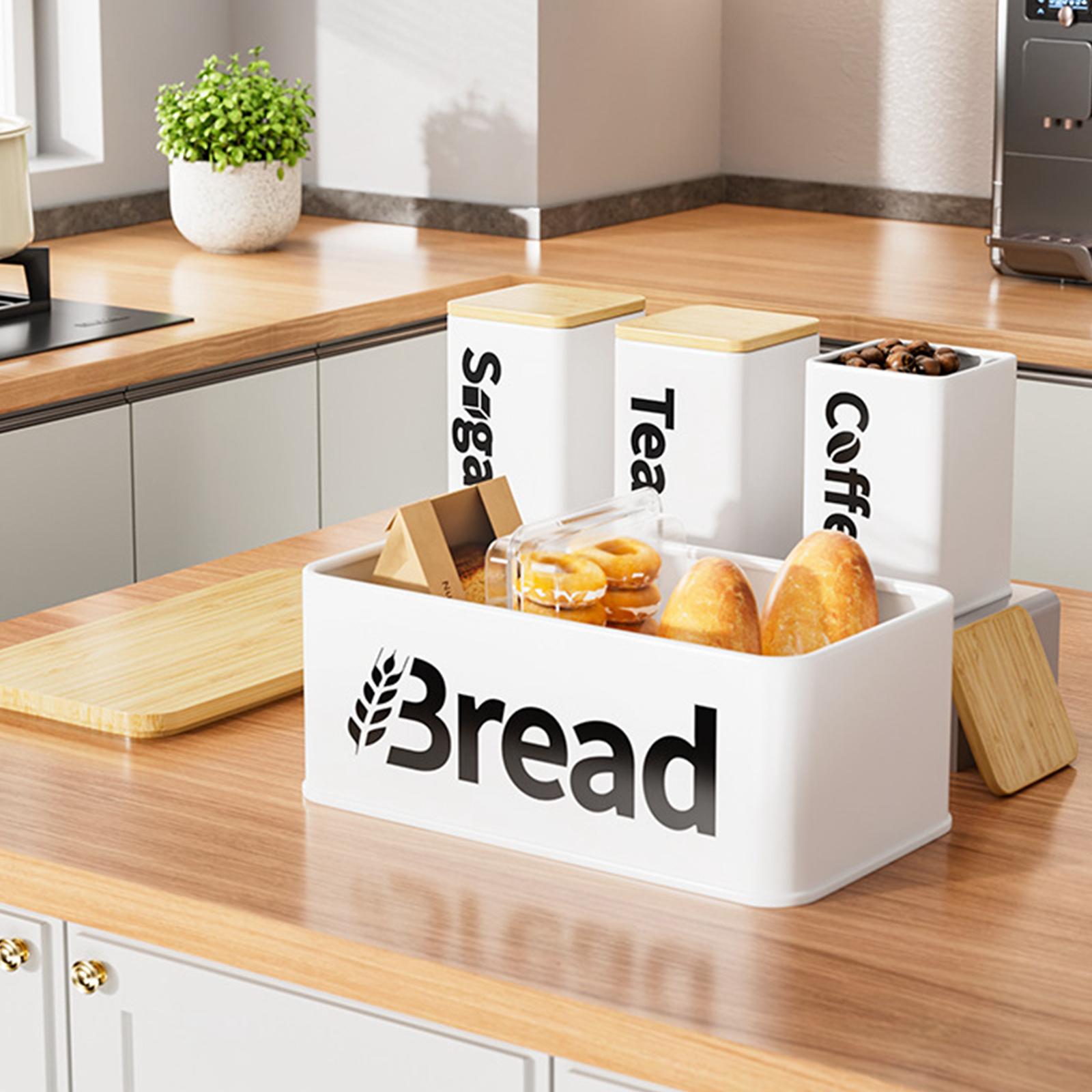 Iron Bamboo Bread Storage Bin  - Kitchen Baking Canisters 评论和价格