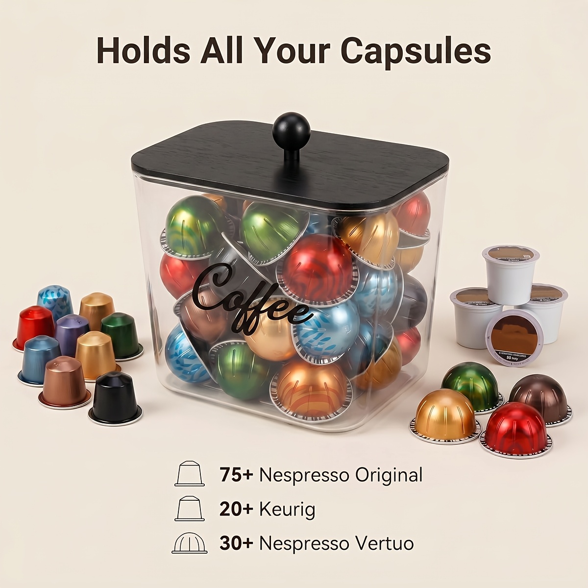 Coffee Pod Holder with Lids Pl - Kitchen Zo 评论和价格