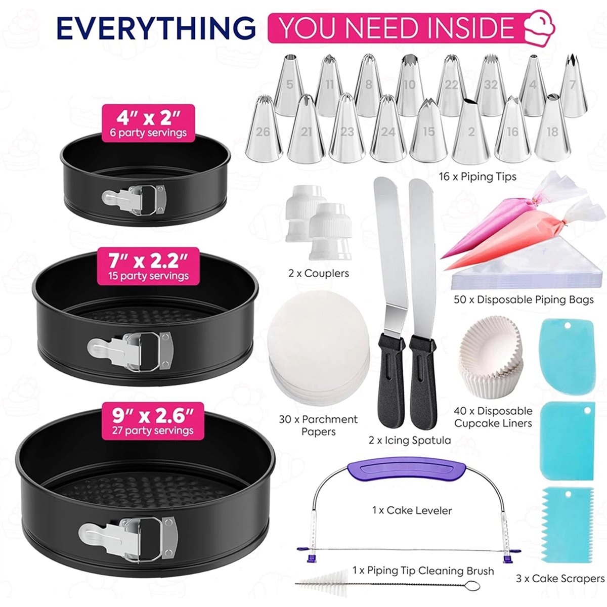 M10K 148PCS Cake Pan Set for B - Springform Pan Set 评论和价格