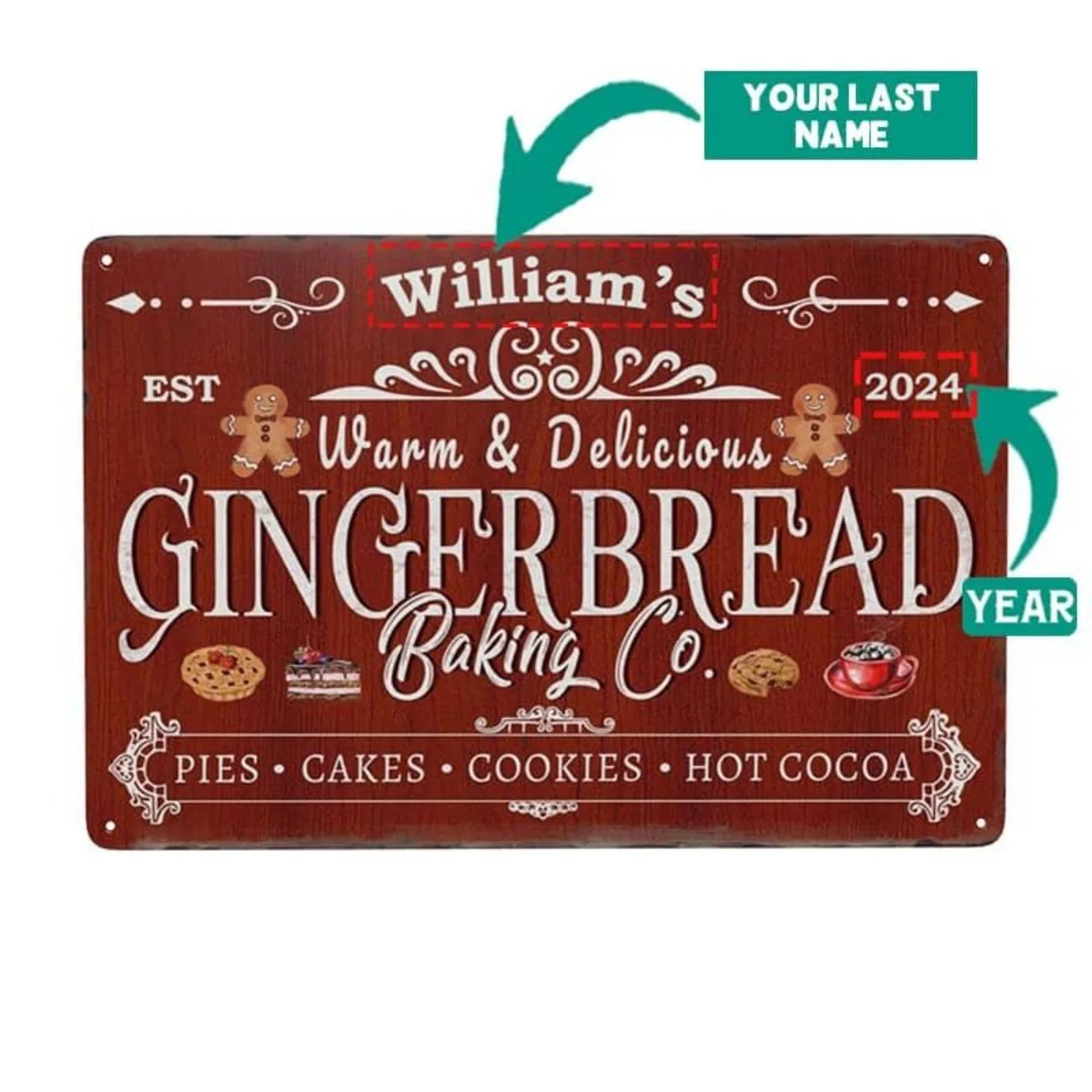 1pc Personalized Gingerbread B - Kitchen Baking Area 评论和价格