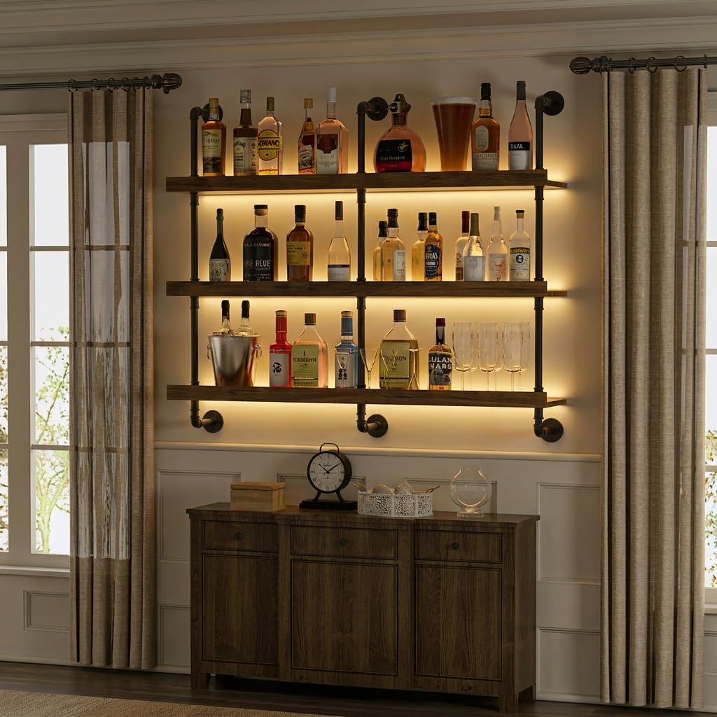 Wall Mounted Wine Rack With LE - Kitchen Zo 评论和价格