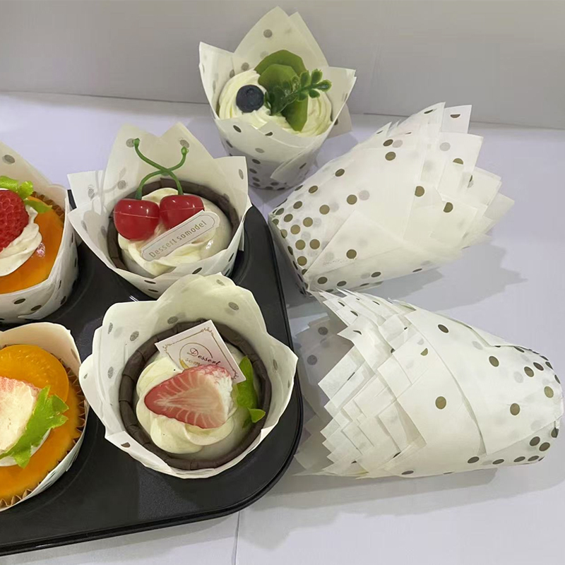 50Pcs/100Pcs Gold Dot Tulip Ca - Kitchen Baking Paper 评论和价格