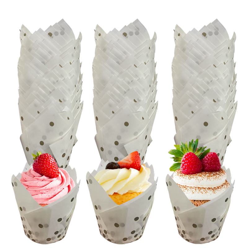 50Pcs/100Pcs Gold Dot Tulip Ca - Kitchen Baking Paper 评论和价格