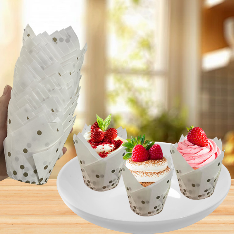 50Pcs/100Pcs Gold Dot Tulip Ca - Kitchen Baking Paper 评论和价格